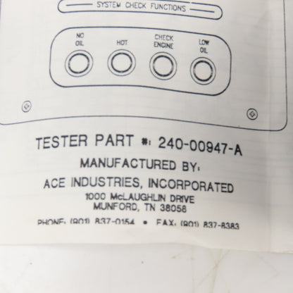 Ace Industries 240-00947-A Marine Engine Substitute Tester OMC Johnson Evinrude