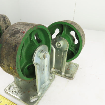 5" x 1-7/8" Cast Iron Steel Swivel Plate Casters (2) Swivel (2) Ridgid Set Of 4