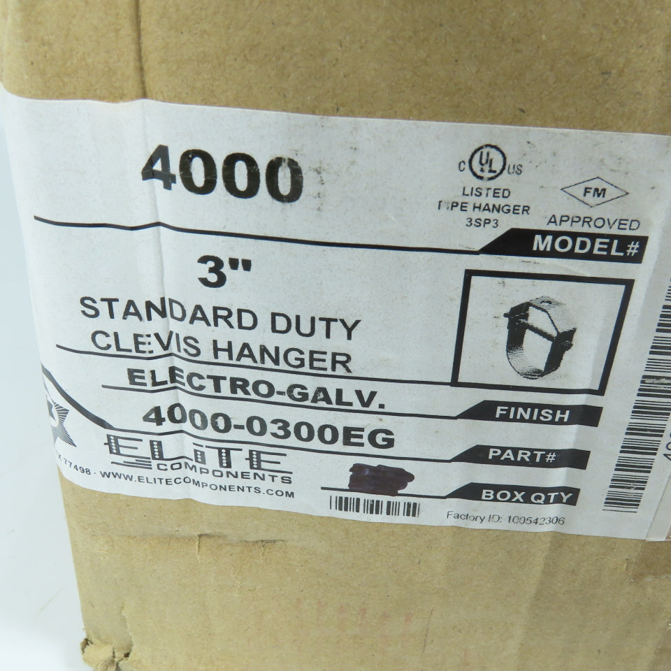 Elite 4000-0300EG 3" Steel Adjustable Clevis Pipe Hanger Lot of 24