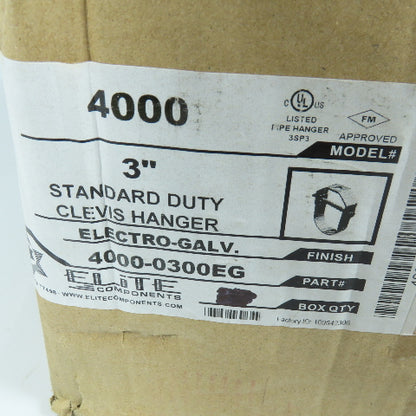 Elite 4000-0300EG 3" Steel Adjustable Clevis Pipe Hanger Lot of 24