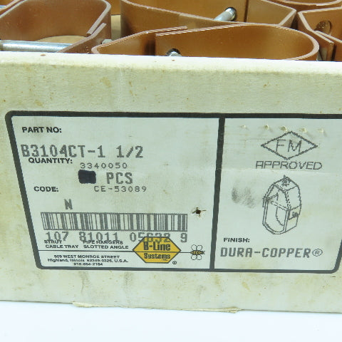 B-Line B3104-1-1/2 Dura Copper Steel Adjustable Clevis Pipe Hanger 1-1/2" Lot/47