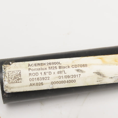 1-1/2" Pomalux M25 Black Polyoxymethylene Resin Rod 49"