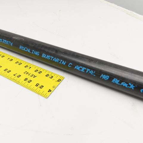 Rochling Sustarin 1-1/2" Diameter Acetal MG Black Resin Delrin Rod 58"