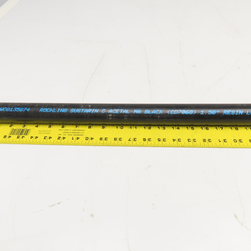 Rochling Sustarin 1-1/2" Diameter Acetal MG Black Resin Delrin Rod 58"