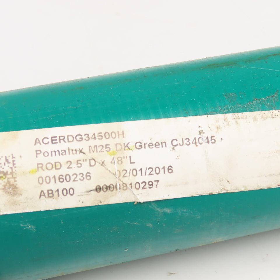 2-1/2" Diam. Pomalux M25 DK Green Polyoxymethylene Rod 40"