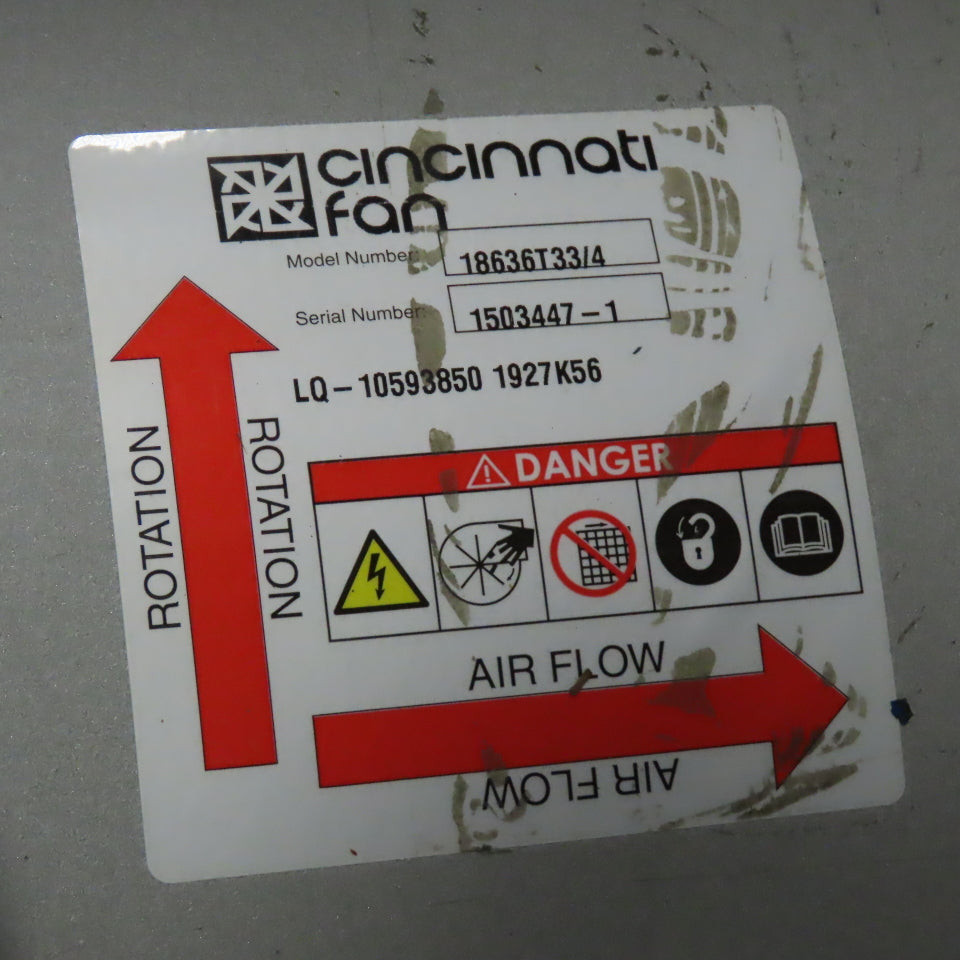 Cincinnati Fan 18636T33/4 18" Direct Drive Tubeaxial Fan 3/4Hp 208-230/460V