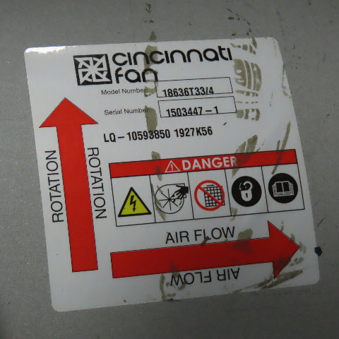 Cincinnati Fan 18636T33/4 18" Direct Drive Tubeaxial Fan 3/4Hp 208-230/460V