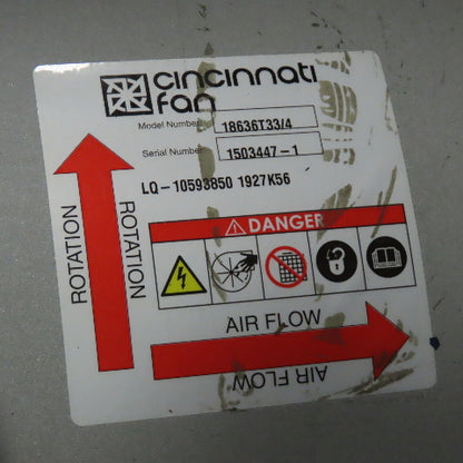 Cincinnati Fan 18636T33/4 18" Direct Drive Tubeaxial Fan 3/4Hp 208-230/460V