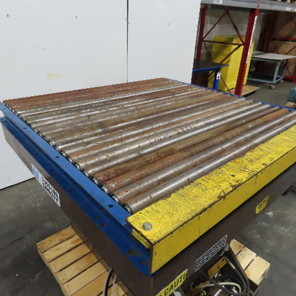 Autoquip 36SM25 2500Lbs. 48" x 48" Pneumatic Lift Table Gravity Conveyor 48"Lift