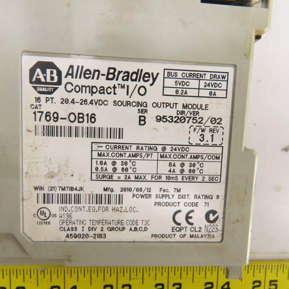 Allen Bradley 1769-OB16 SerB Compact I/O 16 Point Sourcing Output Module 26.4VDC