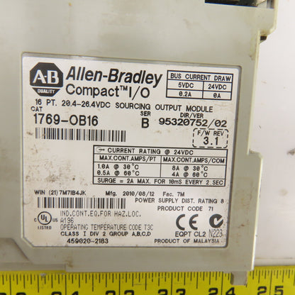 Allen Bradley 1769-OB16 SerB Compact I/O 16 Point Sourcing Output Module 26.4VDC