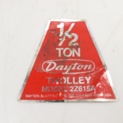 Dayton 2Z615A 1/2 Ton Push Chain Hoist Trolley 1000Lbs.
