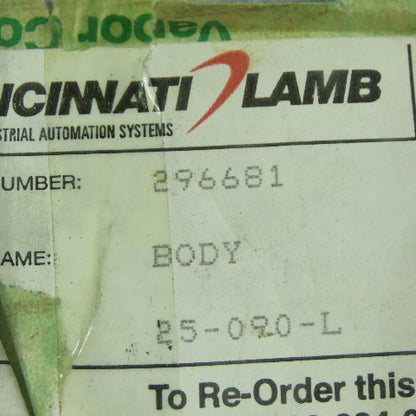 Cincinnqti Lamb 296681 Hydraulic Valve Body