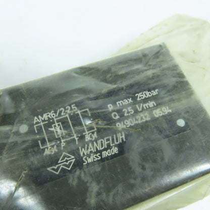 Wandfluh AMR6/2-2.5 Hydraulic Flow Control Sandwich Check Valve Regulator 250bar