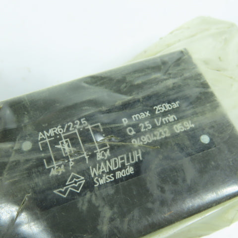 Wandfluh AMR6/2-2.5 Hydraulic Flow Control Sandwich Check Valve Regulator 250bar