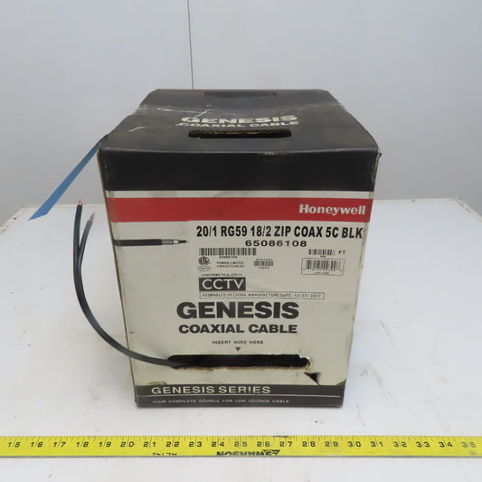 Honeywell 65' Genesis Coaxial Cable 20/1 RG59 18/2 Zip Coax 5C Black