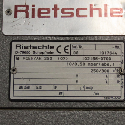 Rietschle VCEH/AH 250 10Hp 230/460V Pressure & Vacuum Pump 300m3/h Max