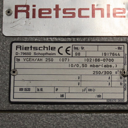 Rietschle VCEH/AH 250 10Hp 230/460V Pressure & Vacuum Pump 300m3/h Max