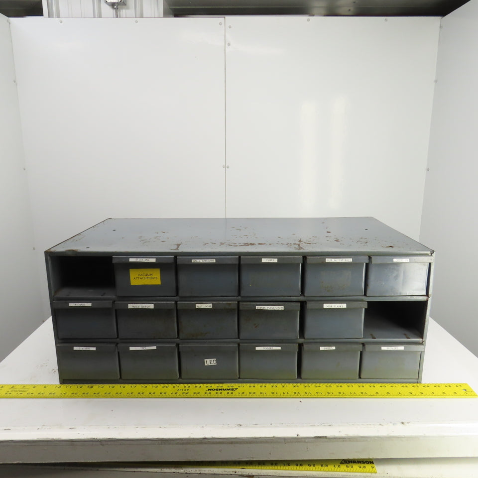 18-Slot Small Parts Nuts & Bolts Hardware Organizer Steel Cabinet 16-Drawers