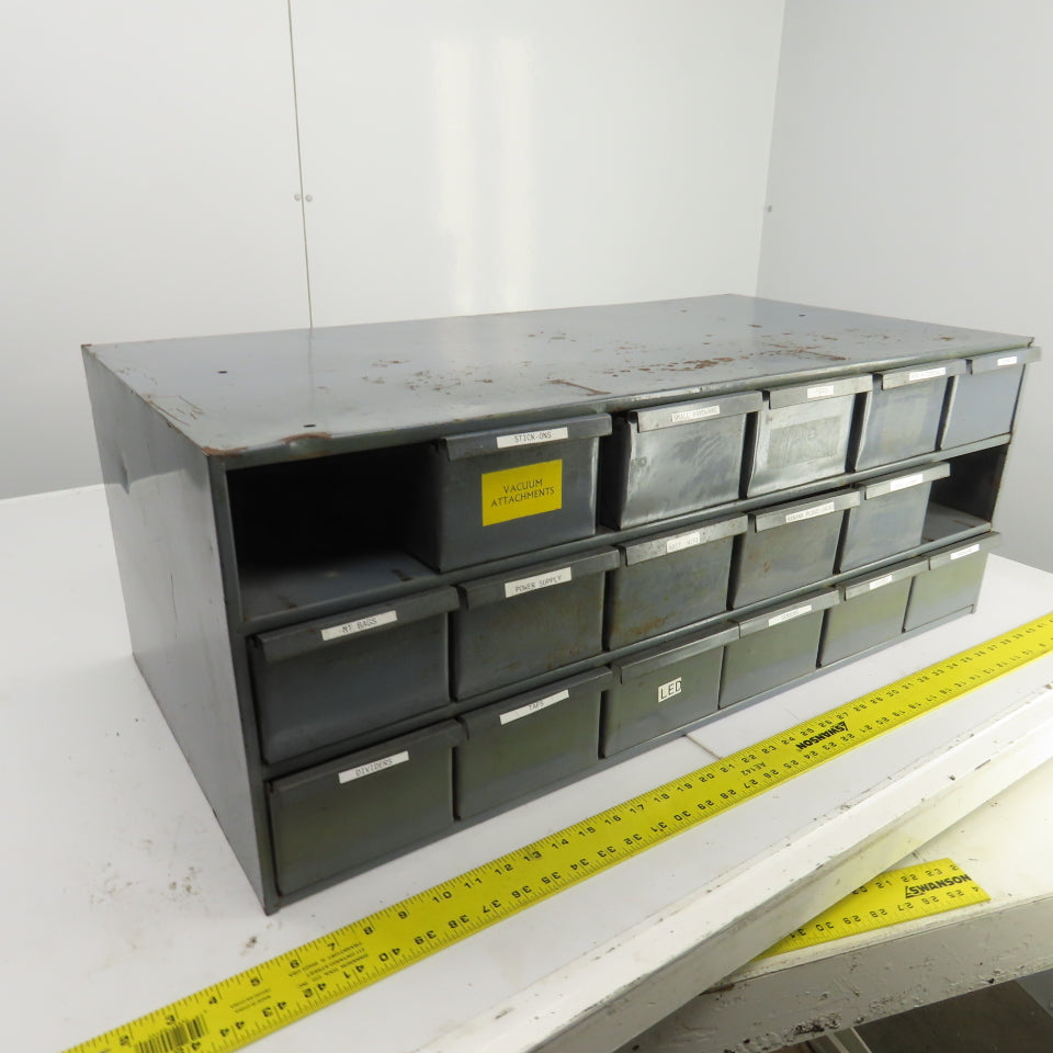 18-Slot Small Parts Nuts & Bolts Hardware Organizer Steel Cabinet 16-Drawers