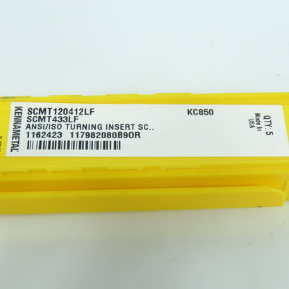 Kennametal SCMT120412LF Indexable Carbide Insert SCMT433LF KC850 Grade Lot of 6