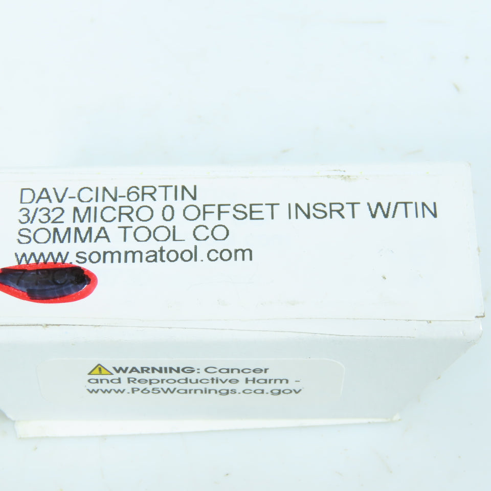 Somma DAV-CIN-6RTIN 3/32 Micro 0 Offset Carbide Insert TiN Coated Lot of 10