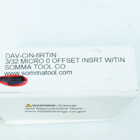 Somma DAV-CIN-6RTIN 3/32 Micro 0 Offset Carbide Insert TiN Coated Lot of 10