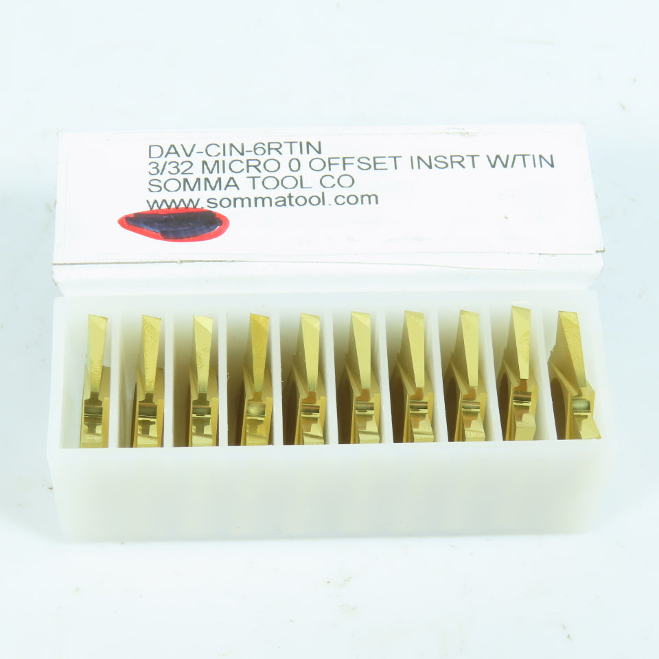 Offset Inset Somma DAV-CIN-6RTIN 3/32 Micro 0 Offset Carbide Insert TiN Coated Lot ...
