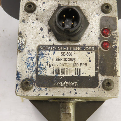 Simpson SE-600 Ser 813976 Rotary Shaft Encoder 600 PPR 3/8" Shaft