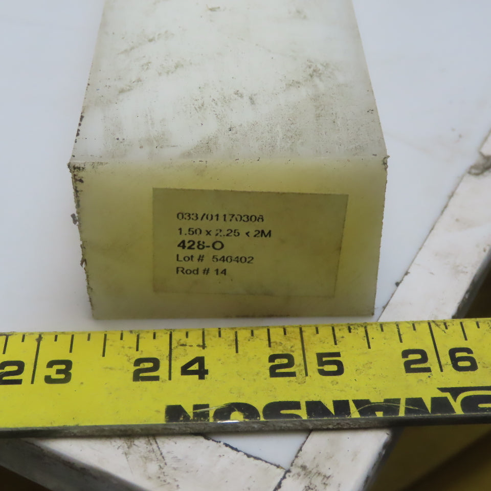 NATURAL UHMW BAR Machinable Plastic Flat Bar Stock 1-1/2"x2-1/4"x78"