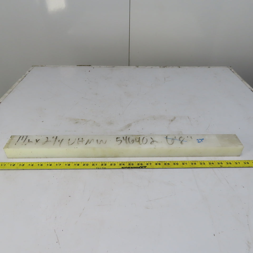 NATURAL UHMW BAR Machinable Plastic Flat Bar Stock 1-1/2" x 2-1/4" x 26*