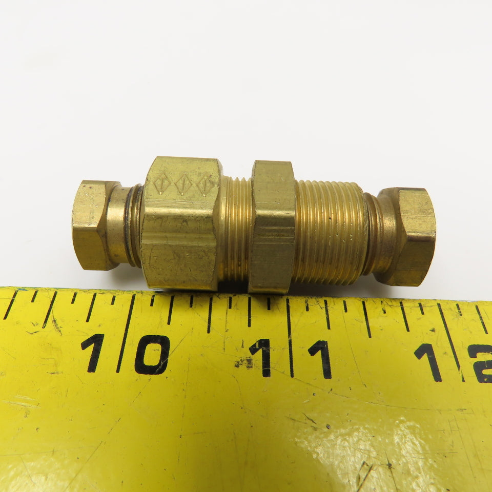 3/8" Compression Pilot Tube Brass Bulkhead Union