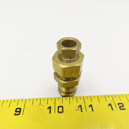 3/8" Compression Pilot Tube Brass Bulkhead Union