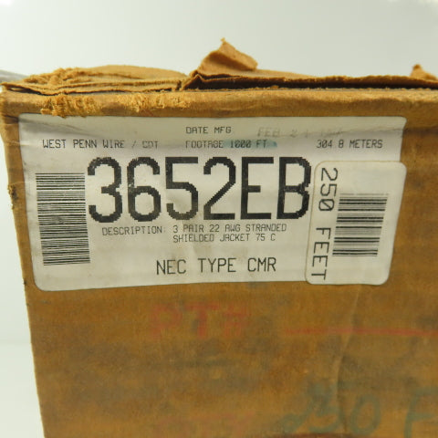 West Penn 3652EB 22 AWG 6 Conductor Shielded Security Cable 175'