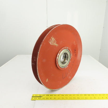 463mm OD Steel Cable Wire Rope Pulley W/Ball Bearing 80mm Bore
