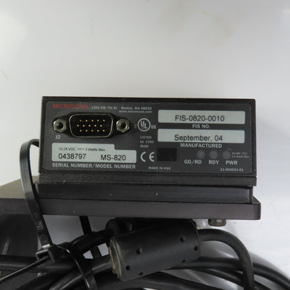 Microscan MS-820 Laser Barcode Scanner W/IB-131 Interface & Power Supply
