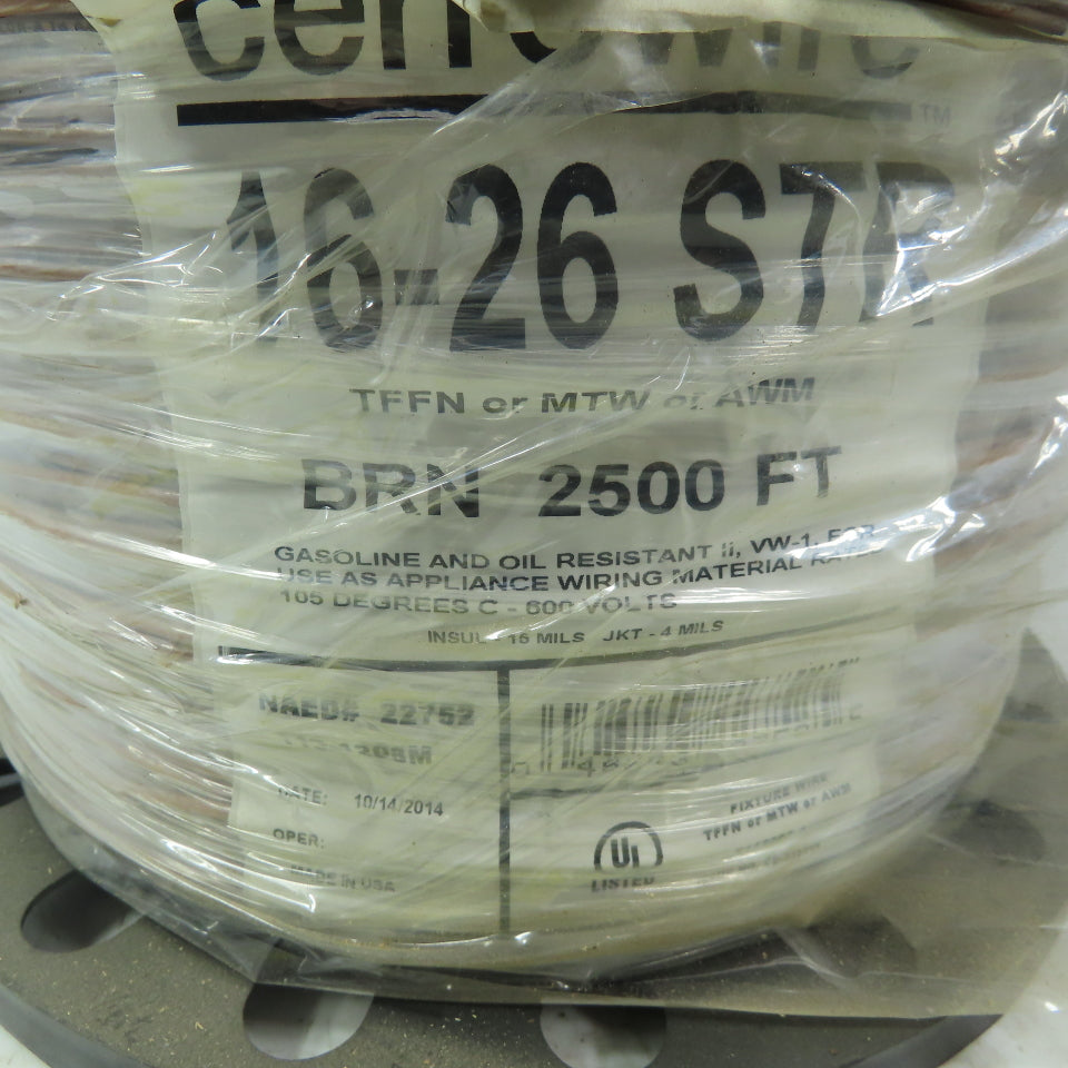 Cerrowire Brown TFFN or MTW- or AWM 16 AWG Stranded Copper Wire 600V 2500'