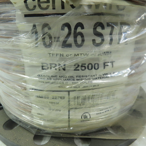 Cerrowire Brown TFFN or MTW- or AWM 16 AWG Stranded Copper Wire 600V 2500'