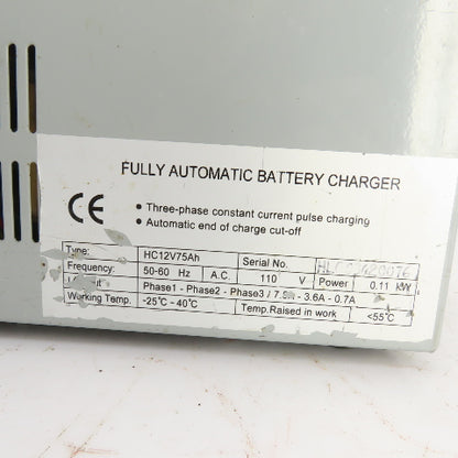 HC12V75AH 18VDC Fully Automatic Battery Charger 110V 1PH 0.11kW 7.5A