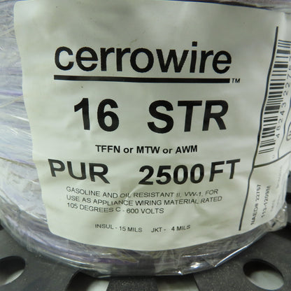 Cerrowire Purple TFFN or MTW- or AWM 16 AWG Stranded Copper Wire 600V 2500'