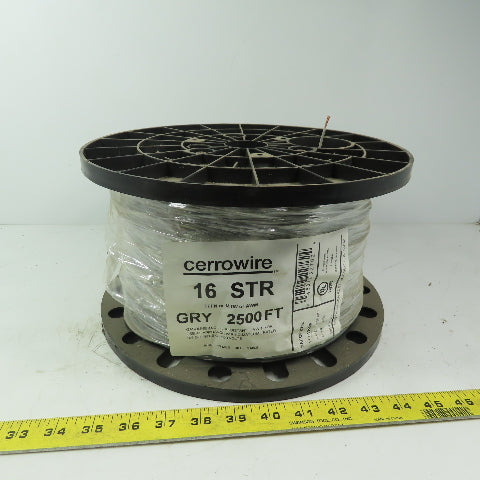 Cerrowire Gray TFFN or MTW- or AWM 16 AWG Stranded Copper Wire 600V 2500'