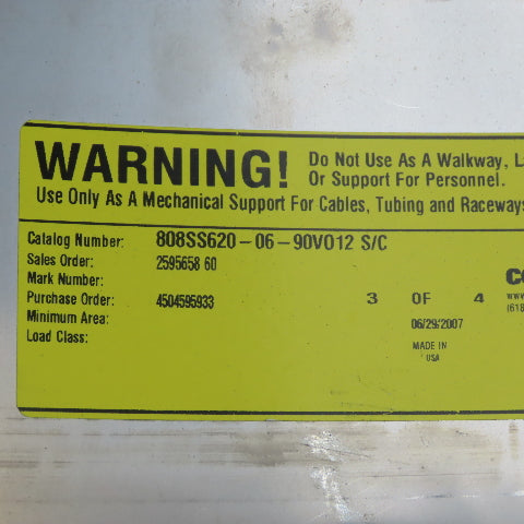 B-Line 808SS620-06-90V012 6" 316 Stainless Steel Cable Tray 90° Outside  Cover