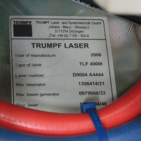 Trumpf TLF 4000t CO2 Laser Resonator