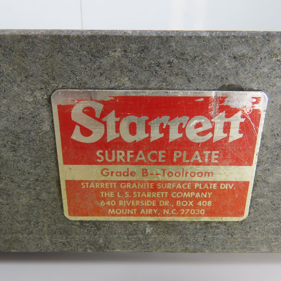 Starrett Grade B 24" x 18" x 3" Thick Granite Surface Toolroom Inspection Plate