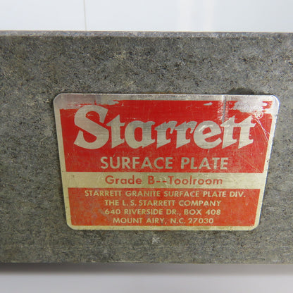 Starrett Grade B 24" x 18" x 3" Thick Granite Surface Toolroom Inspection Plate