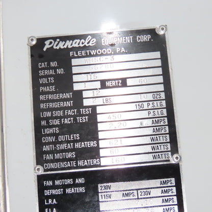 Pinnacle WBSC-3 70" Wide x 20" Deep 3 Door Merchandiser Refrigerator Glass Front