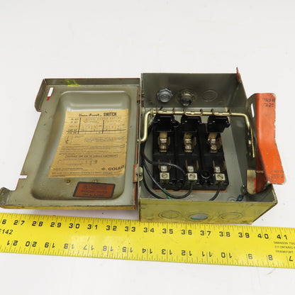 Gould JF321 30A 240V 3Ph Fused Safety Switch Disconnect