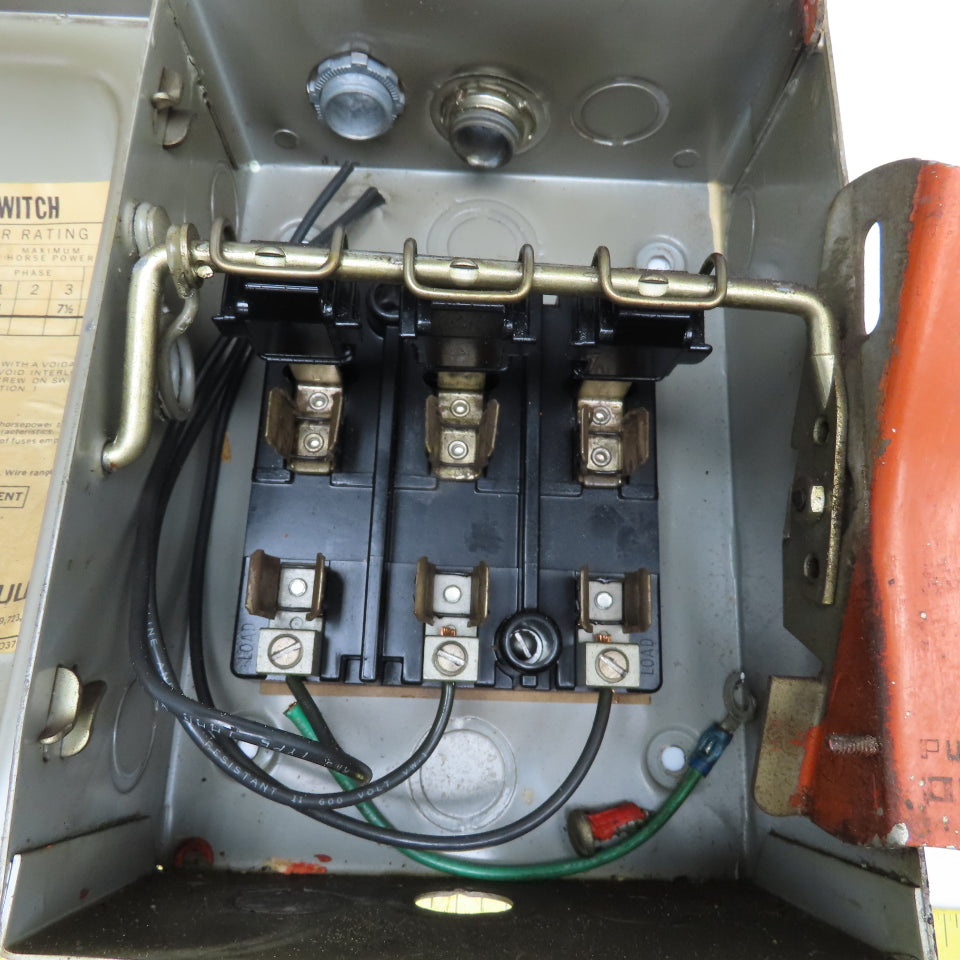 Gould JF321 30A 240V 3Ph Fused Safety Switch Disconnect