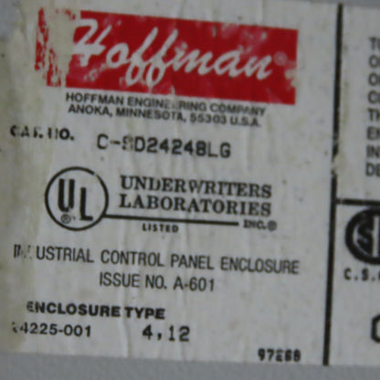 Hoffman C-SD24248LG Electrical Enclosure 24x24x8" Wall Mount Hinged Door