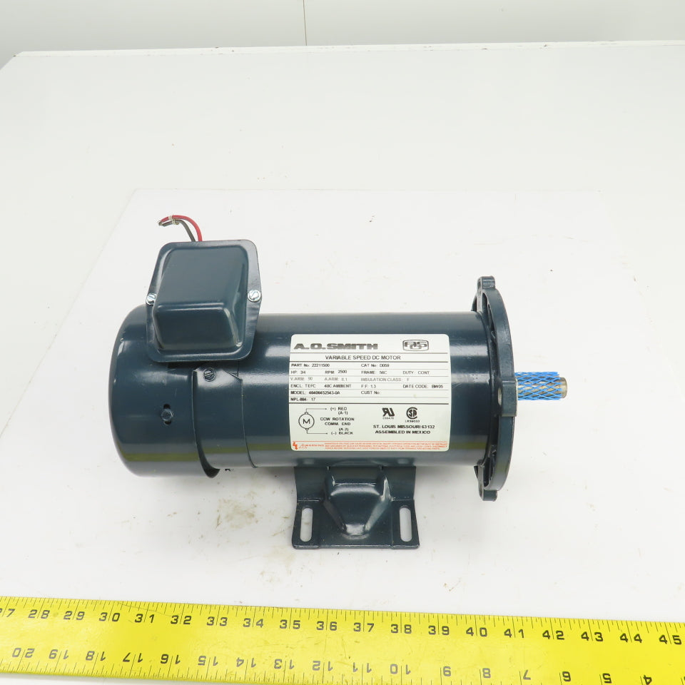 A.O. Smith 22211500 D059 3/4HP DC Variable Speed DC Motor 2500RPM 90V 56C Frame